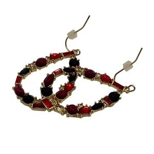 Chic Gold Tone and Multicolored Gemstone Earrings